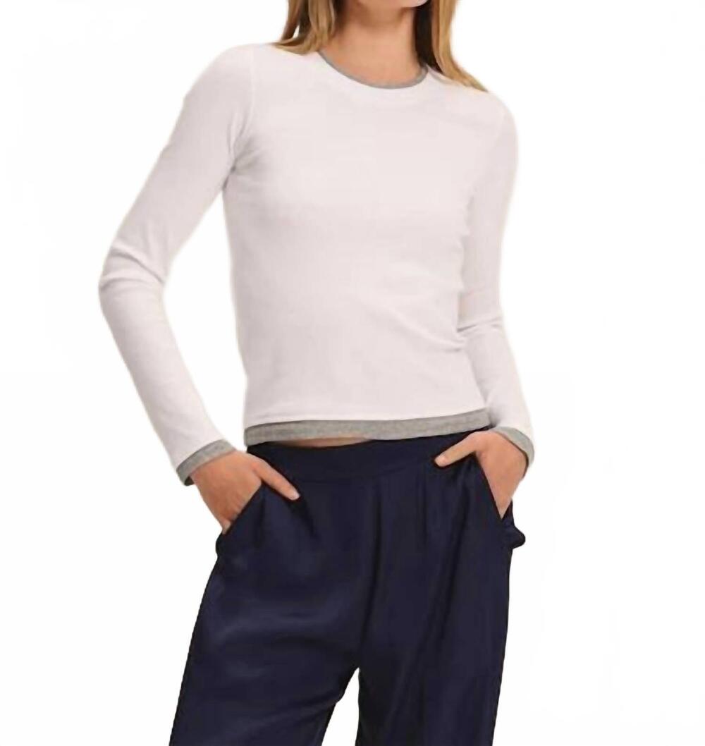 NEW VELVET BY GRAHAM & SPENCER novato top in white heather grey